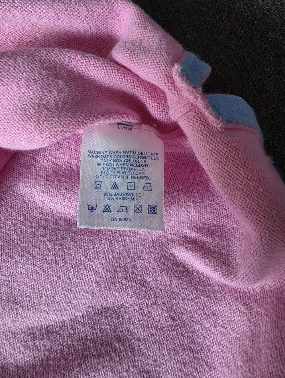 Pink Cashmere Blend Crewneck 3/4 Sleeve Lands' End Sweater - Picture 3 of 6